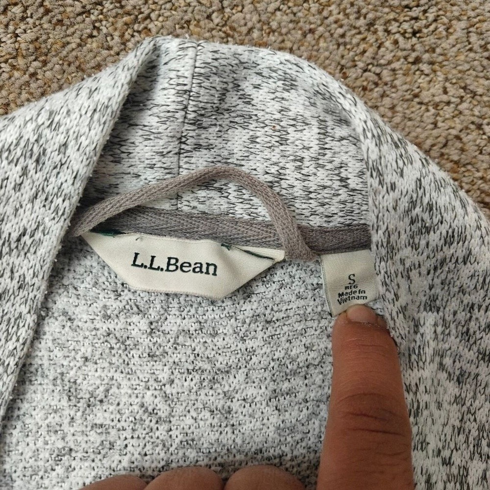 LL Bean Womens Gray Marled Sweater Fleece Robe 507457 Small Regular Tie Waist - Picture 4 of 15
